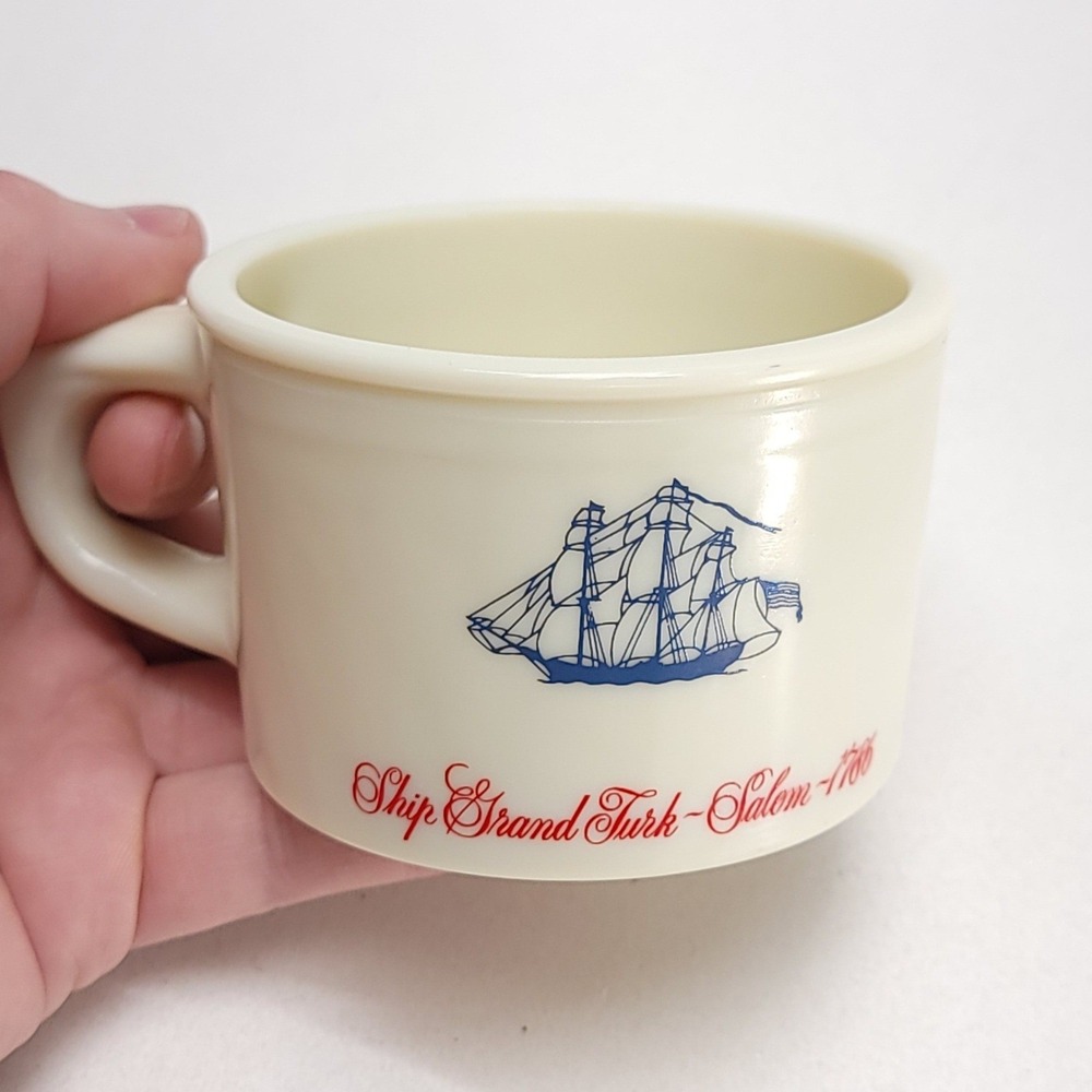 Vintage Old Spice Shulton Milk Glass Shaving Mug Ship Grand Turk Recovery Salem